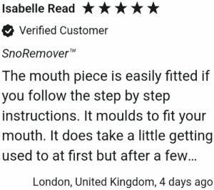 Isabelle Read from London, United Kingdom saying: The mouth piece is easily fitted if you follow the step by step instructions. It moulds to fit your mouth. It does take a little getting used to at first but after a few days it's comfortable.
