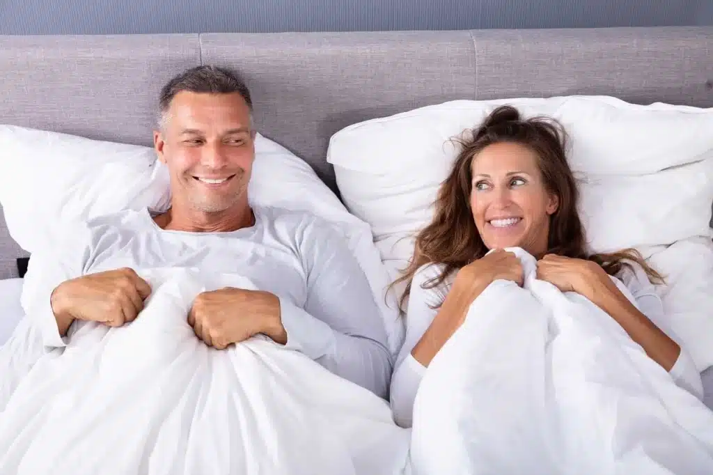 Happy couple who stopped snoring